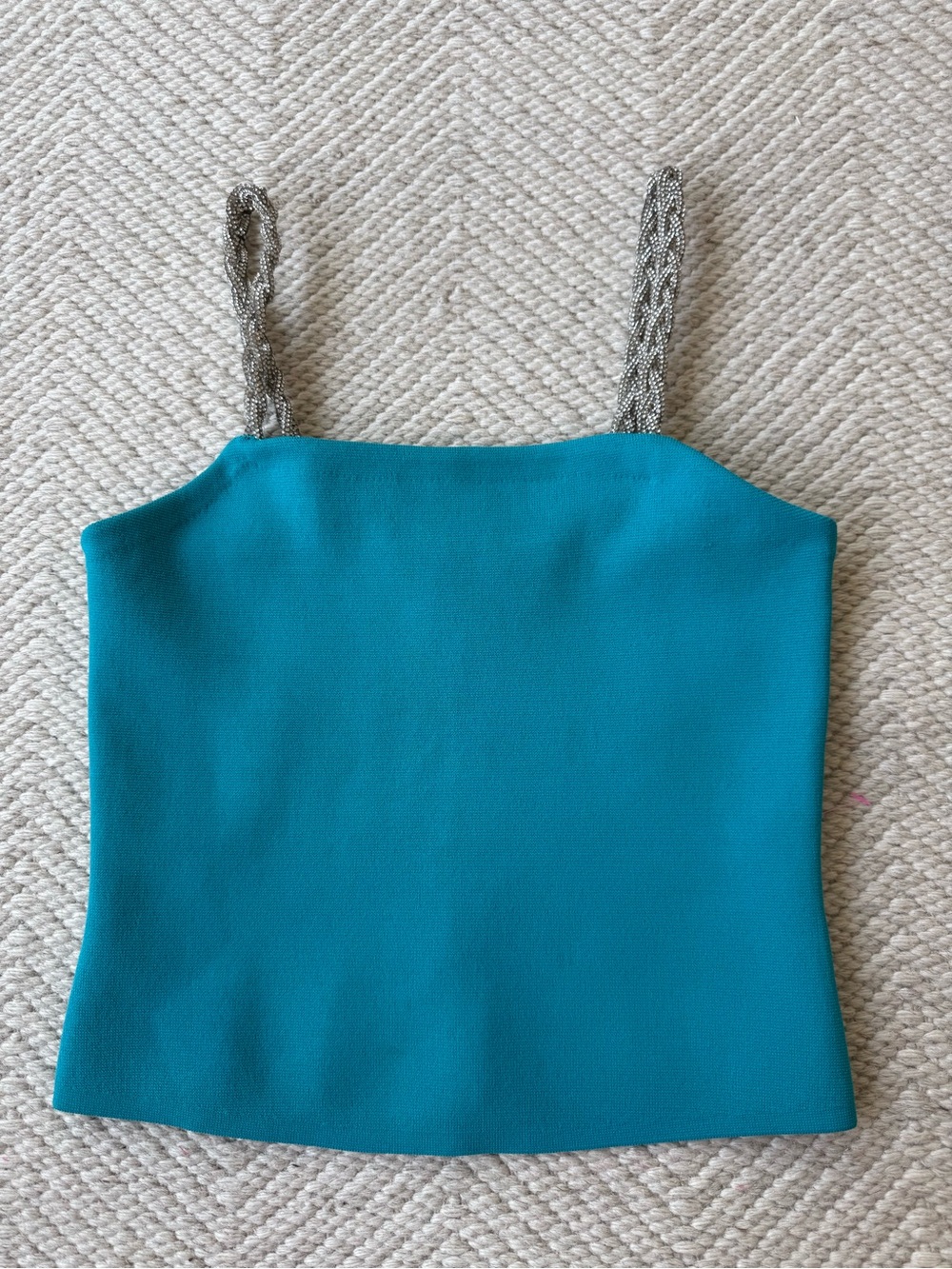 House of Harlow 1960 Teal Camisole with Sparkly Crystal Jewel Straps sz S